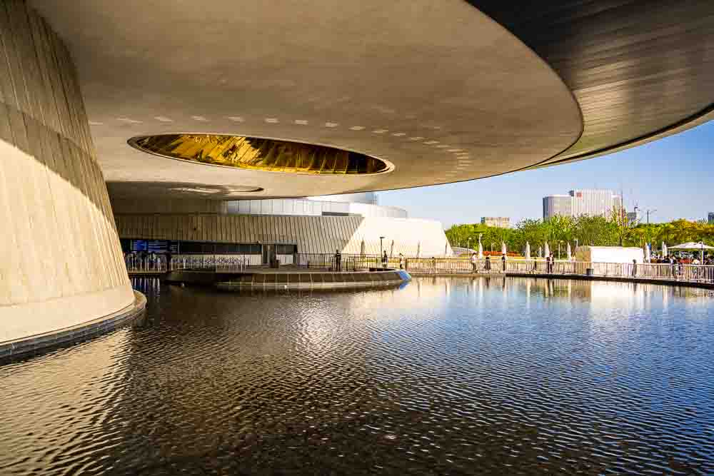 The main entrance of the Shanghai Astronomy Museum in Lingang, Pudong New Area, Shanghai, China.